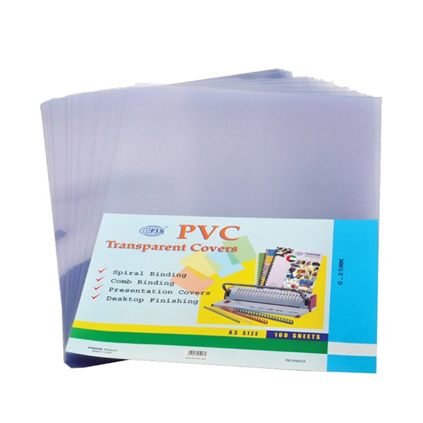 FIS FSCI20A3CL Binding Sheet A3 200mic PVC - Clear (pkt/100pcs)